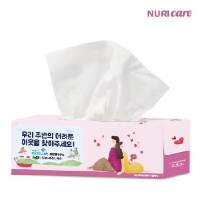 고급 미용티슈 130매 / 스티커 부착 / 100% 천연펄프 각티슈 / 기념품 홍보물