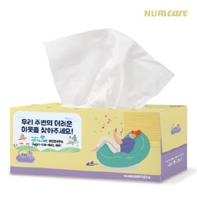 고급 미용티슈 150매 / 스티커 부착 / 100% 천연펄프 각티슈 / 기념품 홍보물