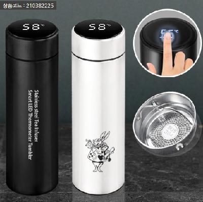 (판촉물 기념품 홍보물 인쇄)스텐 녹차망 스마트 LED 온도텀블러 500ml