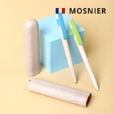 모스니에 친환경 유니크볼펜2p세트 (판촉물 기념품 홍보물 학용품 생분해 필통 인쇄)