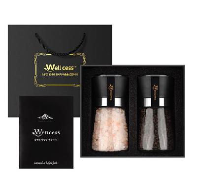 #웰세스 WG-202 히말라야 핑크솔트 블랙페퍼 그라인더 선물세트[핑크소금 굵은입자 200G, 통후추 100G] (판촉물 기념품 홍보물)