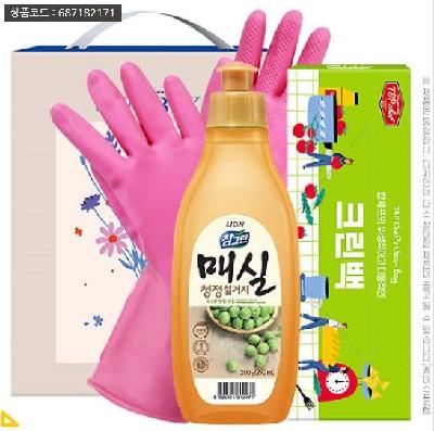 친환경 참그린매실300용기 크린백 고무장갑32cm 3종(판촉물 기념품 홍보물 인쇄)