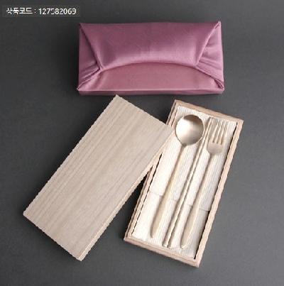 누비수저집 다올 방짜양식기 스푼포크젓가락3P 오동나무,보자기포장(판촉물 기념품 홍보물 인쇄)
