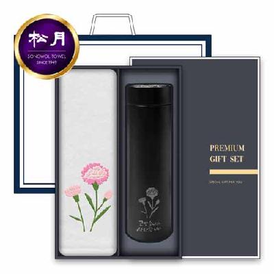 카네이션 감사세트 수건 타올 1장+온도계 텀블러 1개 어버이날 스승의날