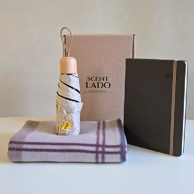 센트라도 패턴 담요+캡슐우드 5단 우양산+데이지 다이어리 세트