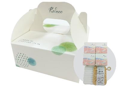 리앤에코 주방워싱바 4개 선물세트(비누4개+천연수세미+비누받침대)