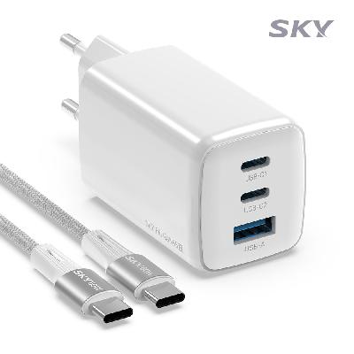 스카이 필 GaN65X 4세대 초미니 65W 멀티 3포트 PD 초고속 충전 어댑터 케이블 세트 (판촉물 기념품 홍보물 인쇄)