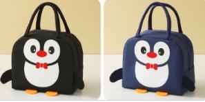 (판촉물 기념품 홍보물 스티커 인쇄) 보온 보냉 펭귄 도시락통가방 미니 어린이 유치원 교회 보냉백 런치박스 소풍
