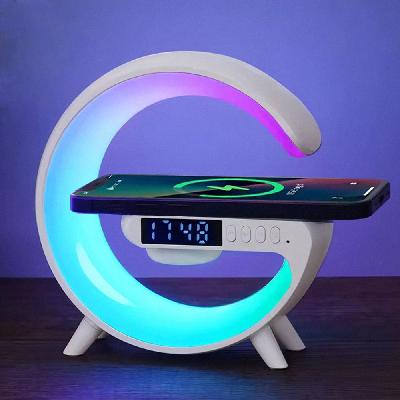 (판촉물 기념품 홍보물 스티커 인쇄)  4in1 블루투스스피커 고속무선충전기 LED무드등 KW63