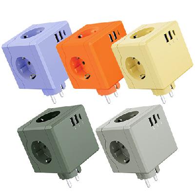 (판촉물 기념품 홍보물 스티커 인쇄)  티메코 SF01 SF코팅 큐브 디자인 멀티탭 고용량 USB C타입 포트 멀티 콘센트