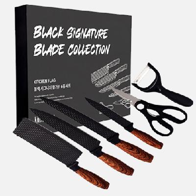[키친플래그] 블랙 시그니처 칼가위 6종 세트 홍보, 판촉, 기념, 선물, 사은, 답례