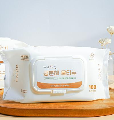 하얀손수건생분해물티슈캡/100매/2박스=20개/학산