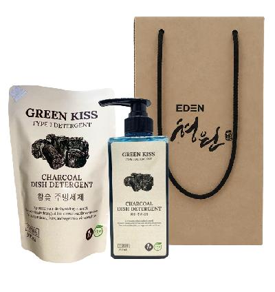 그린키스 주방세제 참숯주방2종세트(리필용 파우치+참숯주방500ML/세트상품)