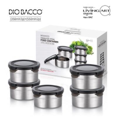 리빙아트 스텐 밀폐용기 5종 (350ml*3P, 550*2P) 홍보, 판촉, 기념, 선물, 사은, 답례