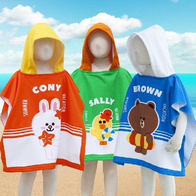 (판촉물 기념품 홍보물 스티커 인쇄)  무한타올 라인프렌즈 캐릭터 비치 후드 가운 캐릭터 비치타올