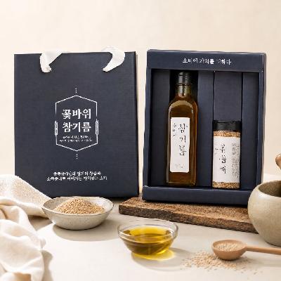 (국산)꽃바위 참기름&볶음깨 선물세트