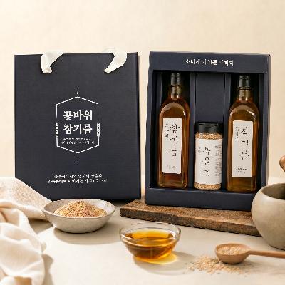 (국산)꽃바위 참기름&참기름&볶음깨 선물세트