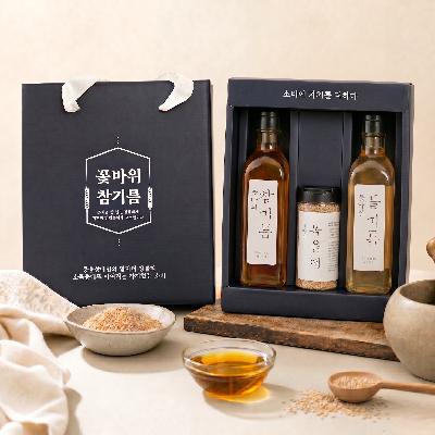 (국산)꽃바위 참기름&들기름&볶음깨 선물세트