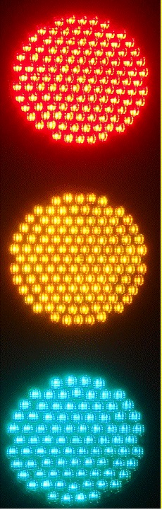 LED교통신호등 1면3색 보조,200mm(적색,녹색,황색/R,Y,G)