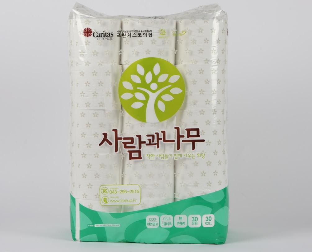 사람과나무 착한 사람들이 함께 키우는 희망, 100%천연펄프, 3켭데코, 무형광, 30미터, 30롤