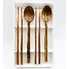 (판촉물 기념품 홍보물 스티커 인쇄)  티크원목 옻칠 수저세트 2set